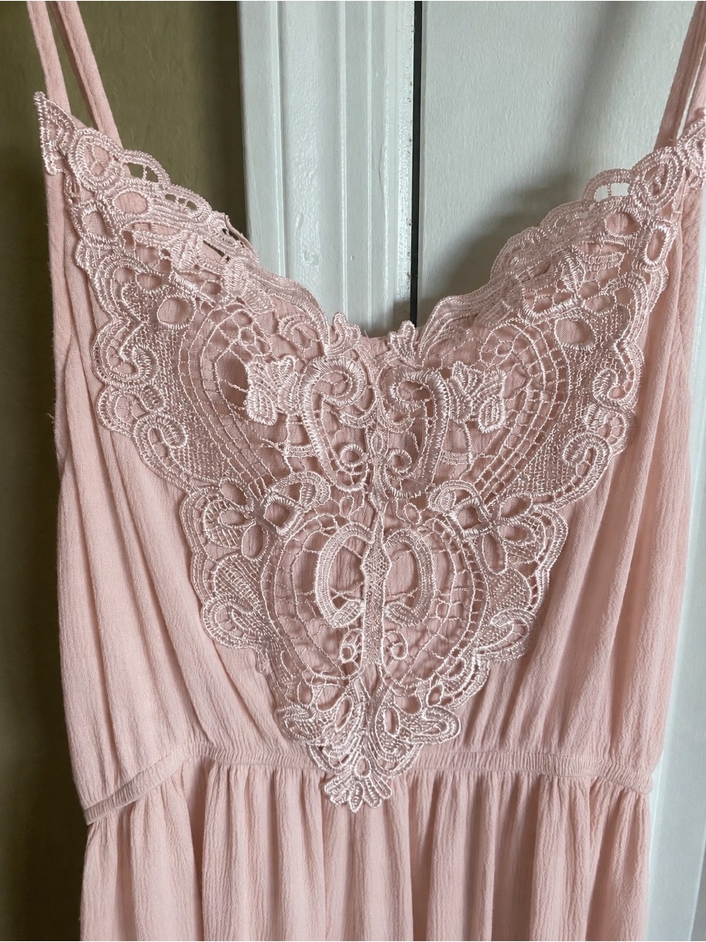 Charlotte Russe Blush Pink Lace Maxi Dress Boho Romantic Medium - Picture 4 of 8
